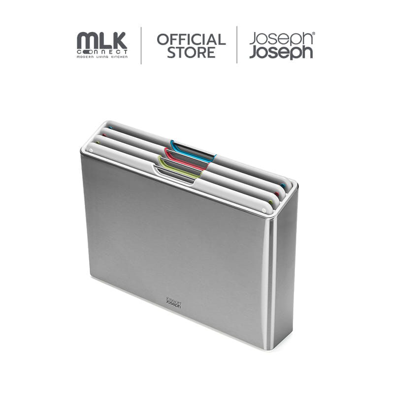 ชุดเขียงแยกประเภทตามการใช้งาน 4 ชิ้น JOSEPH JOSEPH รุ่น FOLIO STEEL สี LIGHT STONE N1000072